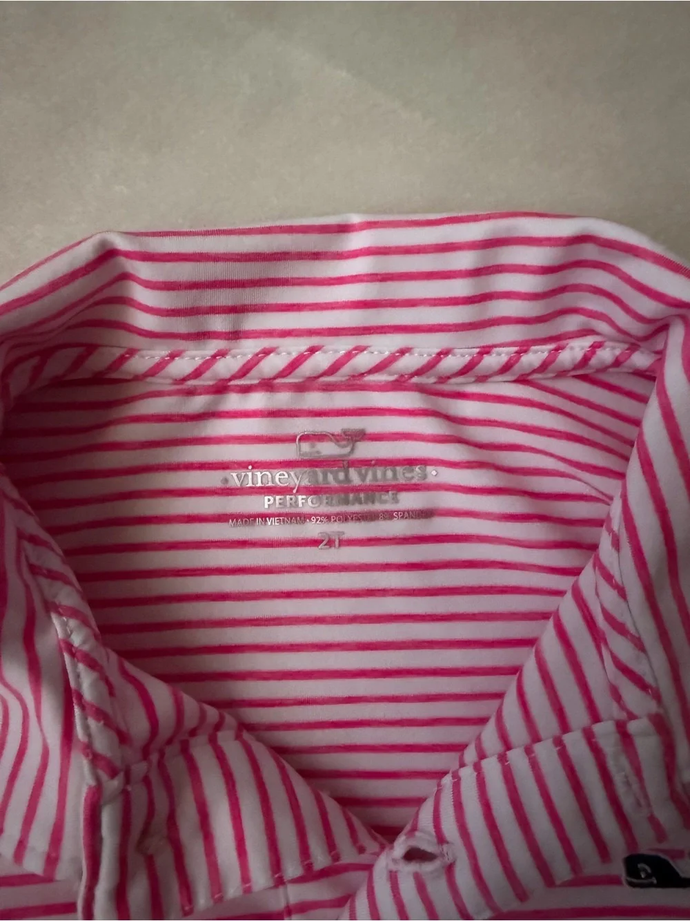 Vineyard Vines Pink and White Striped Polo - Kids